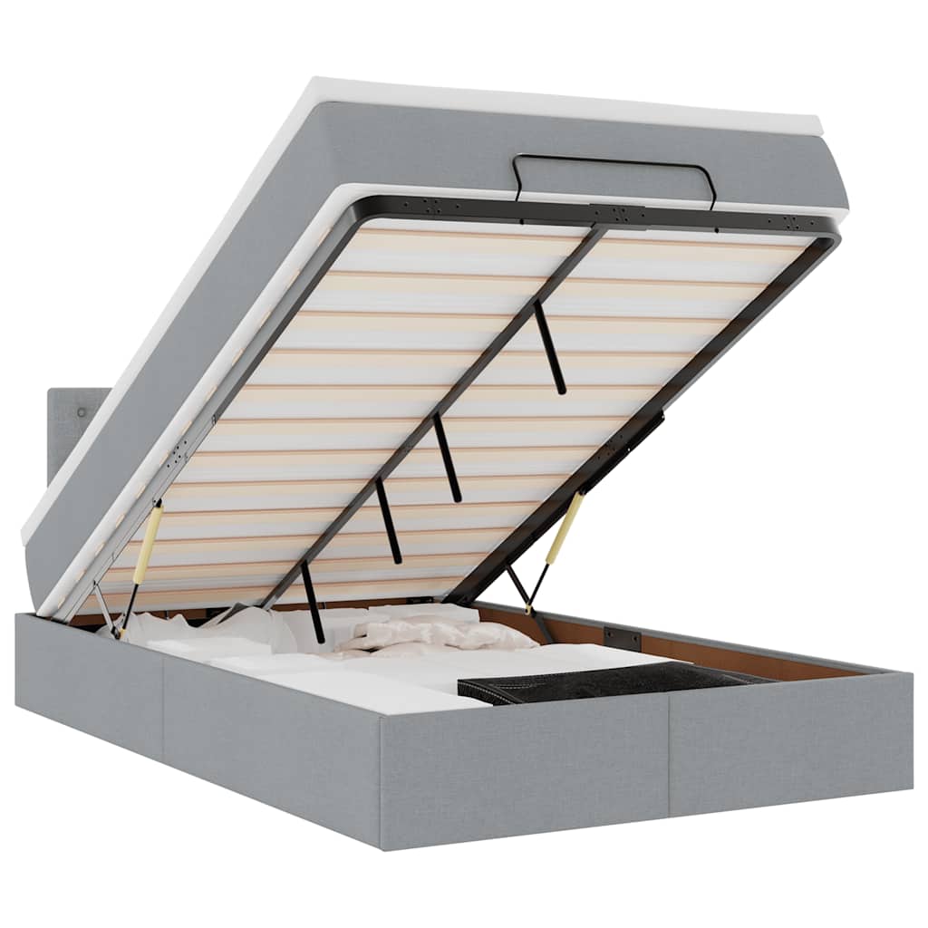 Bed met matras 120x190 cm stof lichtgrijs