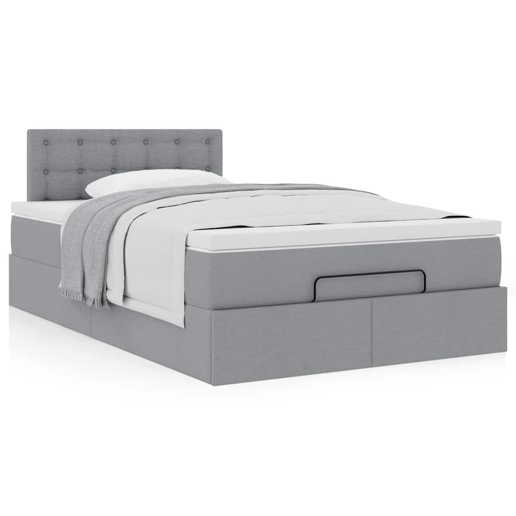 Bed met matras 120x190 cm stof lichtgrijs