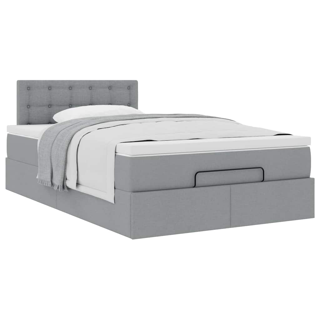 Bed met matras 120x190 cm stof lichtgrijs