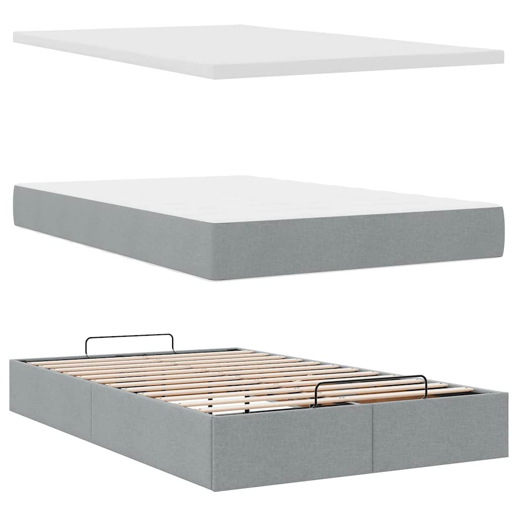 Bed met matras 120x190 cm stof lichtgrijs
