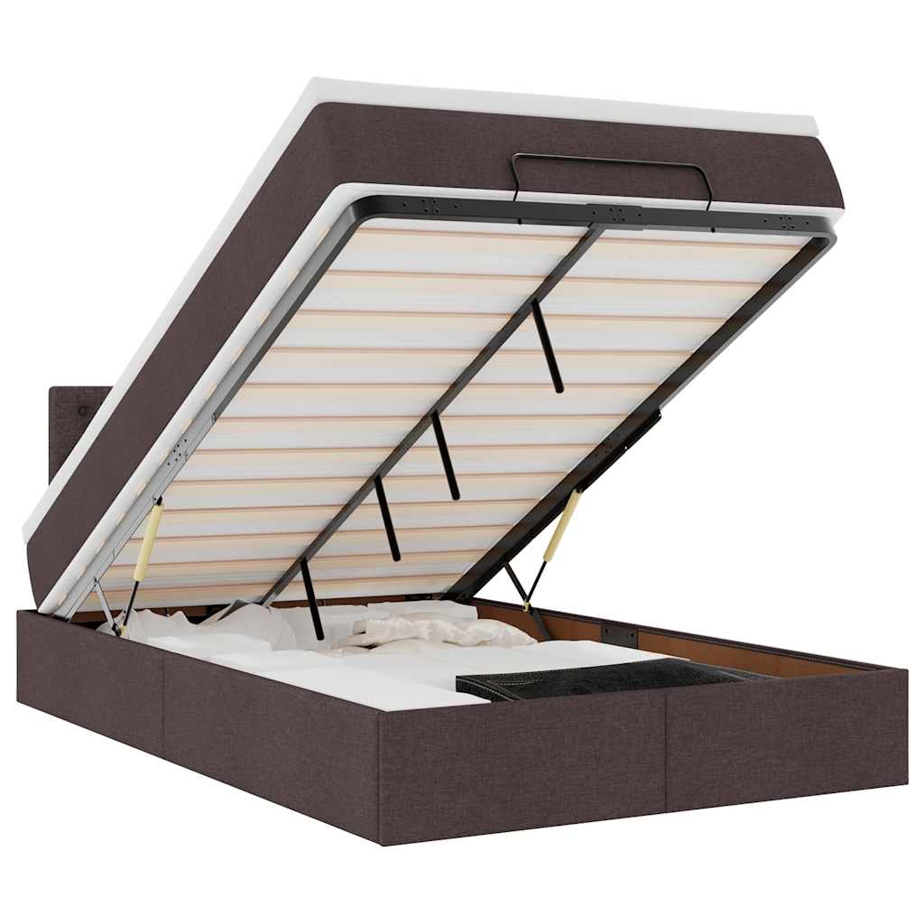 Ottoman bed met matras en LED's 120x190 cm stof donkerbruin