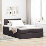 Ottoman bed met matras en LED's 120x190 cm stof donkerbruin
