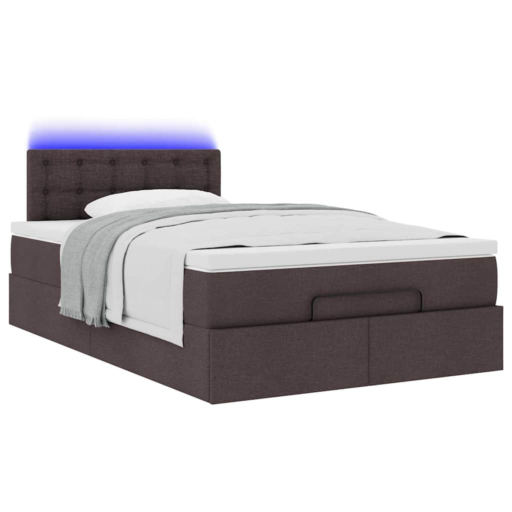 Ottoman bed met matras en LED's 120x190 cm stof donkerbruin