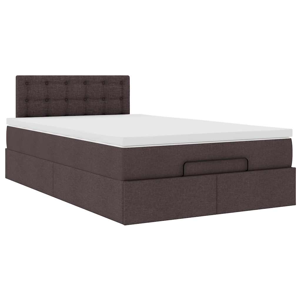 Ottoman bed met matras en LED's 120x190 cm stof donkerbruin