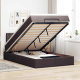 Ottoman bed met matras en LED's 120x190 cm stof donkerbruin