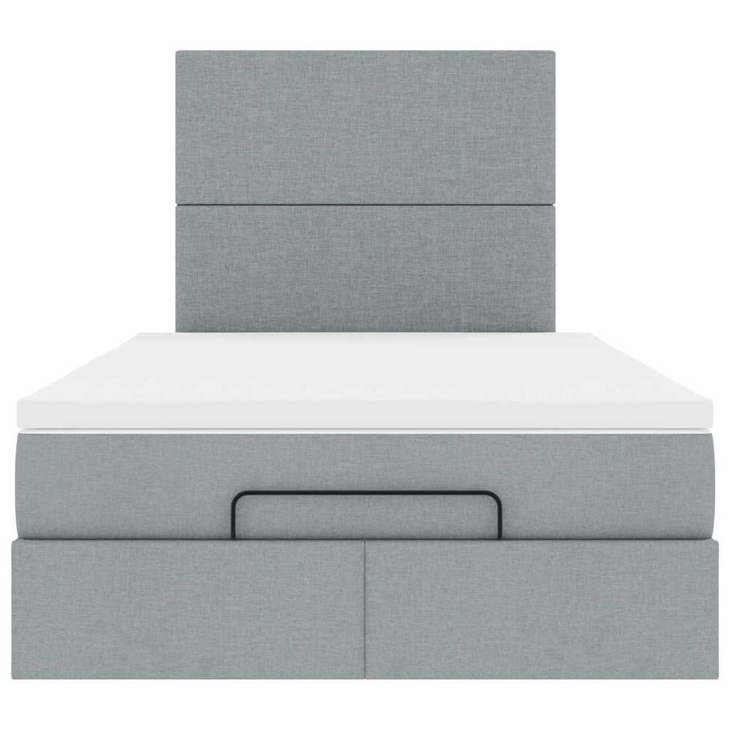 Ottoman bed met matras 120x190 cm stof lichtgrijs