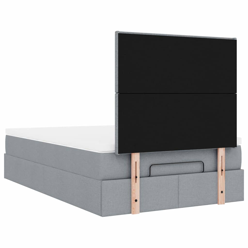 Ottoman bed met matras 120x190 cm stof lichtgrijs