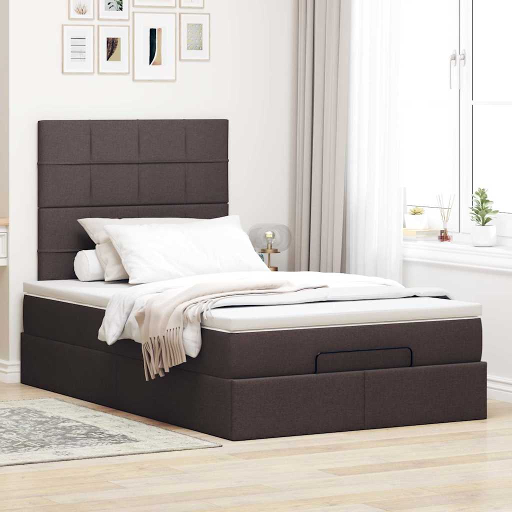 Ottoman bed met matras 120x190 cm stof donkerbruin
