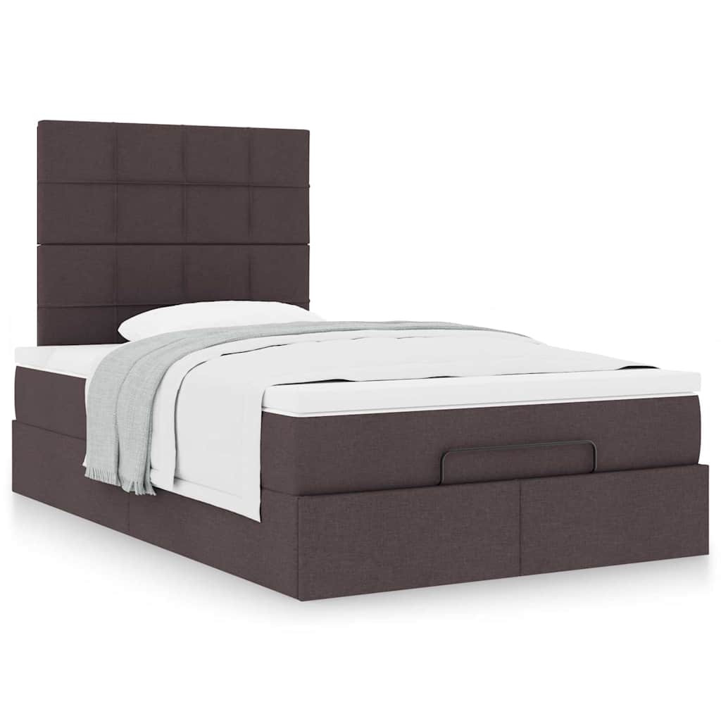 Ottoman bed met matras 120x190 cm stof donkerbruin