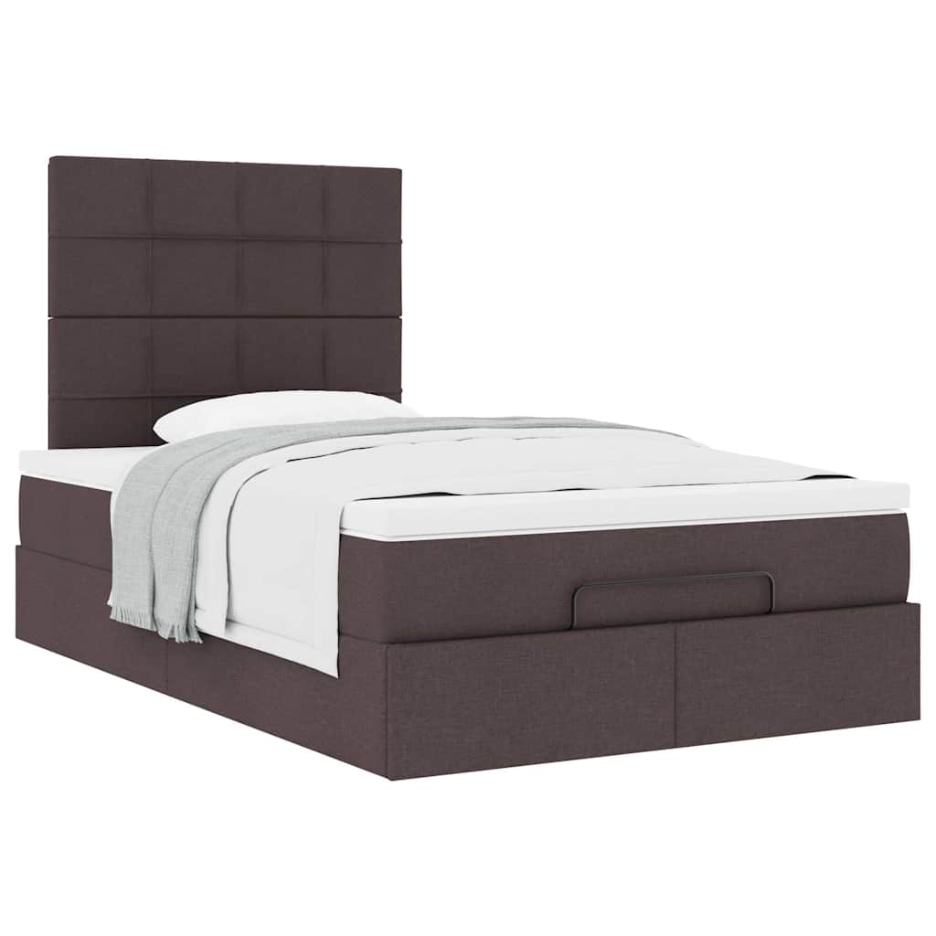 Ottoman bed met matras 120x190 cm stof donkerbruin