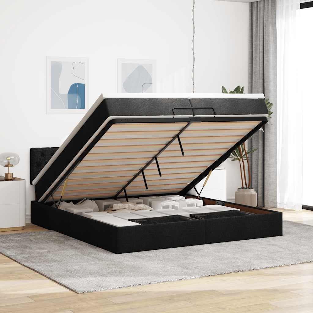 Ottoman bed met matras 120x190 cm stof donkerbruin