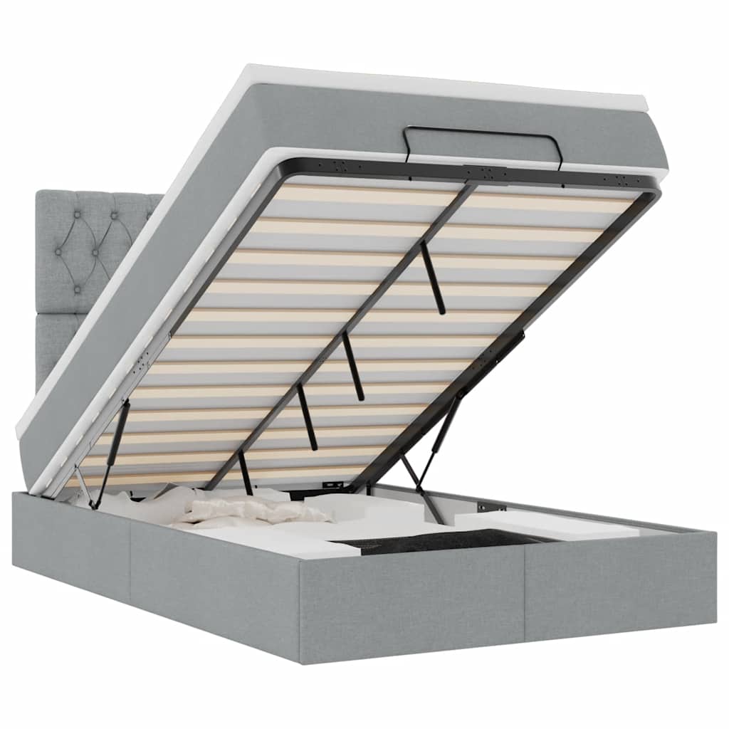 Ottoman bed met matras 120x190 cm stof lichtgrijs
