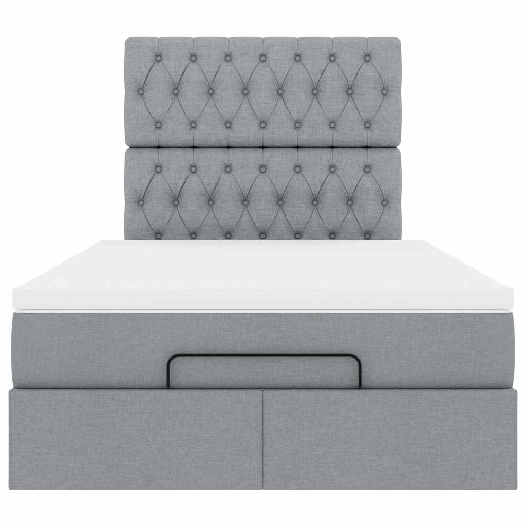 Ottoman bed met matras 120x190 cm stof lichtgrijs