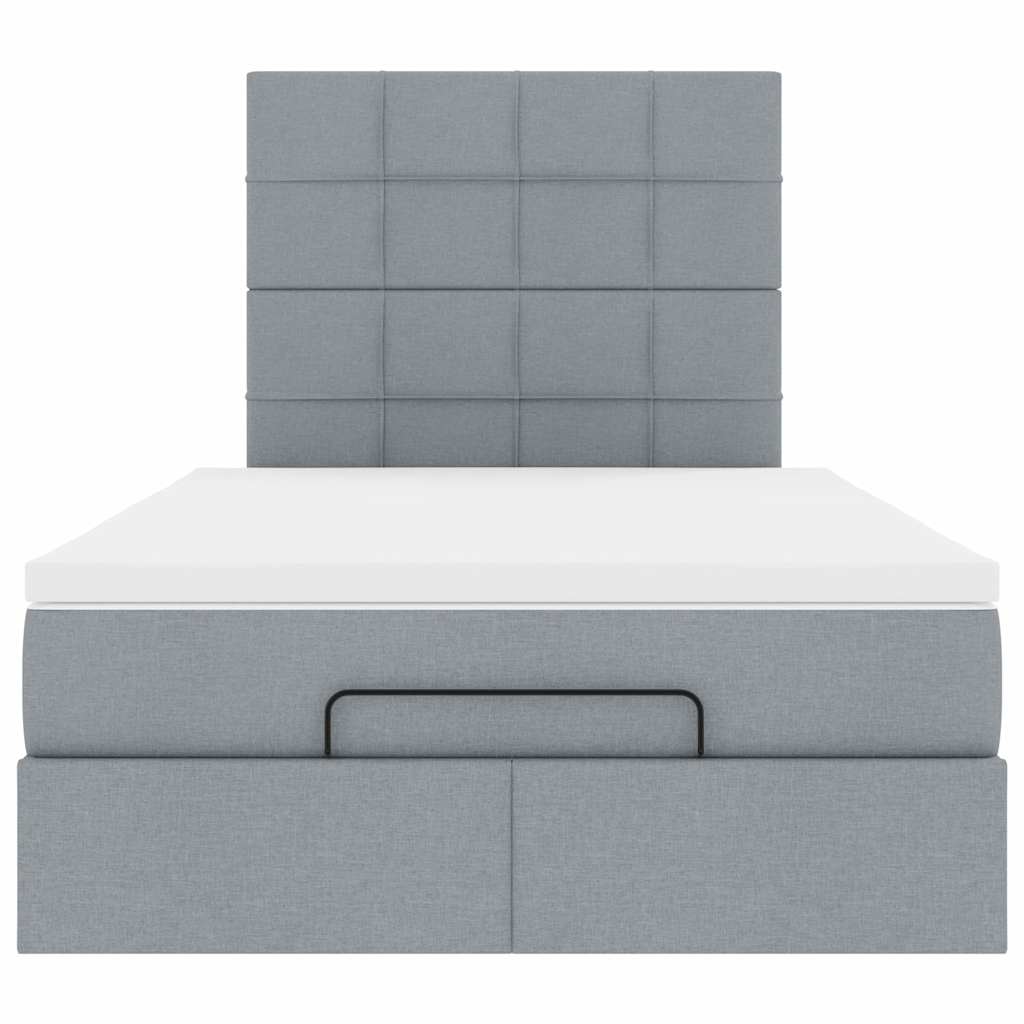Ottoman bed met matras en LED's 120x190 cm stof lichtgrijs