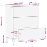 Dressoir 60x33,5x75 cm massief mangohout