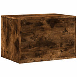 Kattenbakkast 60x40x40 cm bewerkt hout gerookt eikenkleurig