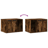 Kattenbakkast 60x40x40 cm bewerkt hout gerookt eikenkleurig