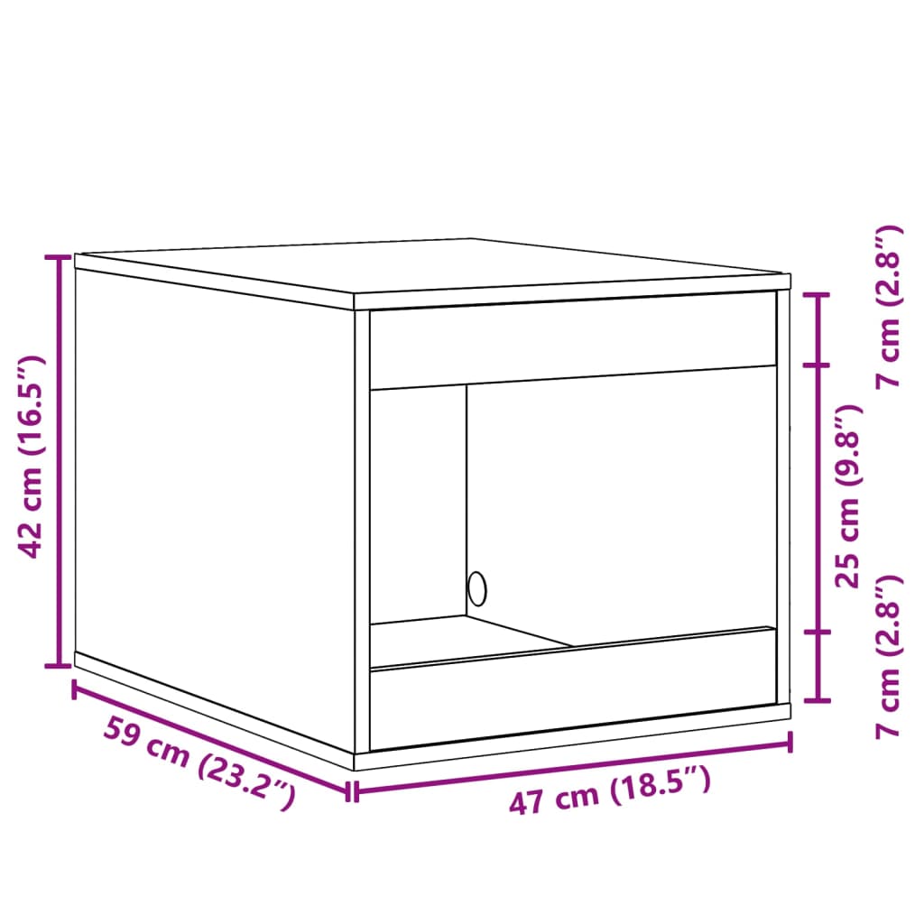 Kattenbakkast 47x59x42 cm bewerkt hout gerookt eikenkleurig