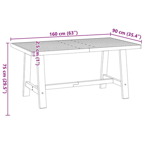 Eettafel NOAIN A-vormige poten 160x90x75 cm massief hout - AllerleiShop