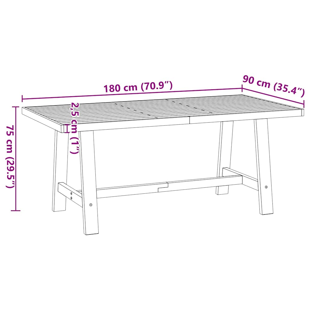 Eettafel NOAIN A-vormige poten 180x90x75 cm massief hout - AllerleiShop