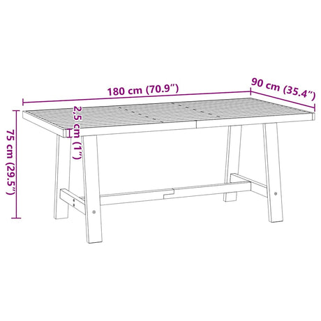 Eettafel NOAIN A-vormige poten 180x90x75 cm massief hout - AllerleiShop