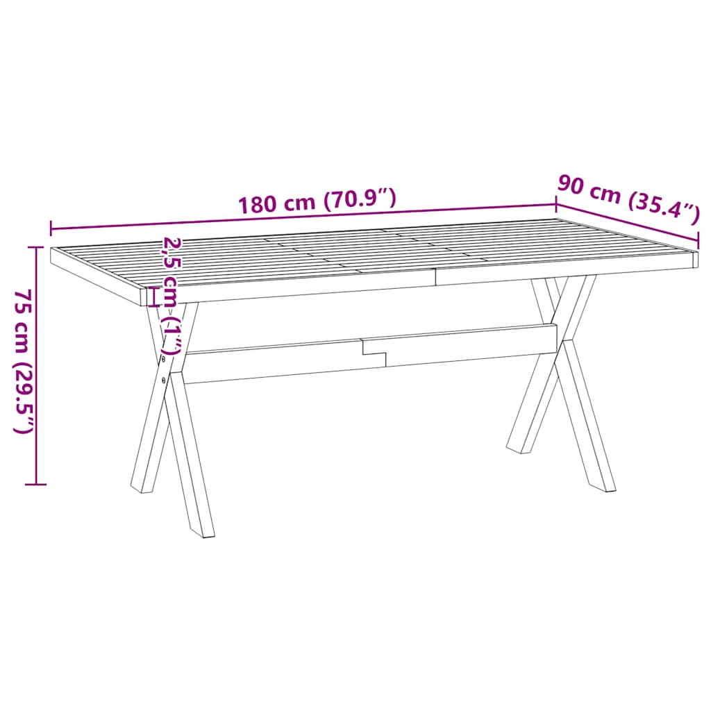 Wandtafel NOAIN X-vormige poten 120x30x75 cm massief hout - AllerleiShop