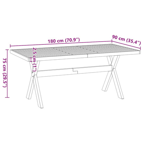 Wandtafel NOAIN X-vormige poten 120x30x75 cm massief hout - AllerleiShop