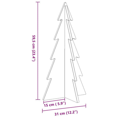 Kerstdecoratie kerstboom 59,5 cm massief grenenhout wit - AllerleiShop