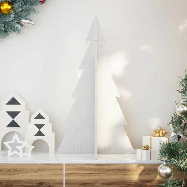 Kerstdecoratie kerstboom 80 cm massief grenenhout wit - AllerleiShop