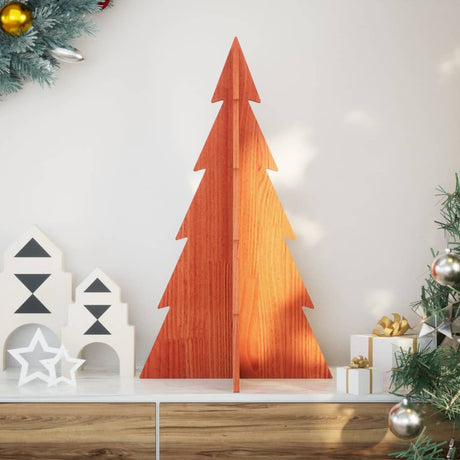 Kerstdecoratie kerstboom 80 cm massief grenenhout wasbruin - AllerleiShop