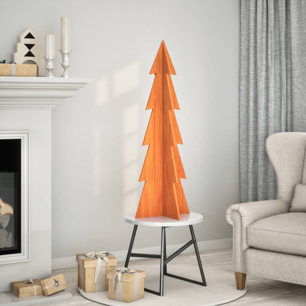 Kerstdecoratie kerstboom 112 cm massief grenenhout wasbruin - AllerleiShop