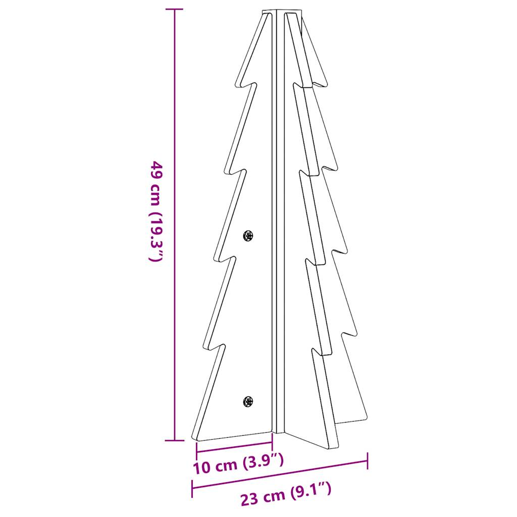 Kerstdecoratie kerstboom 49 cm massief grenenhout wasbruin - AllerleiShop