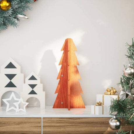 Kerstdecoratie kerstboom 49 cm massief grenenhout wasbruin - AllerleiShop