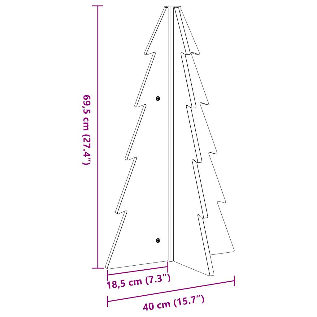 Kerstdecoratie kerstboom 69,5 cm massief grenenhout wit - AllerleiShop