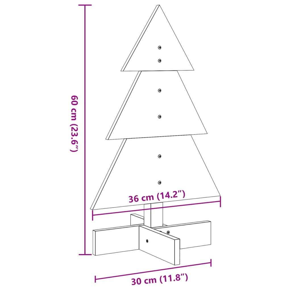 Kerstdecoratie kerstboom 60 cm massief grenenhout - AllerleiShop