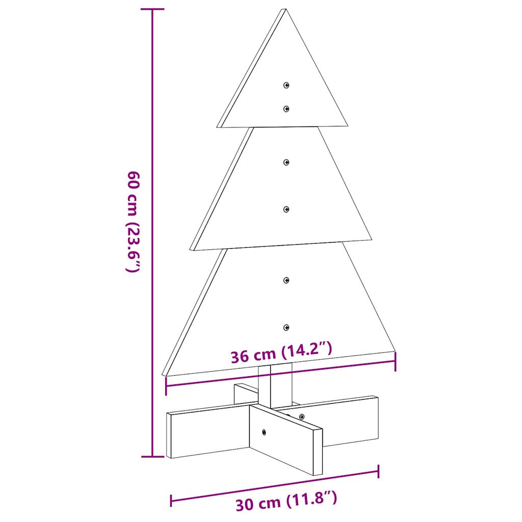 Kerstdecoratie kerstboom 60 cm massief grenenhout wit - AllerleiShop