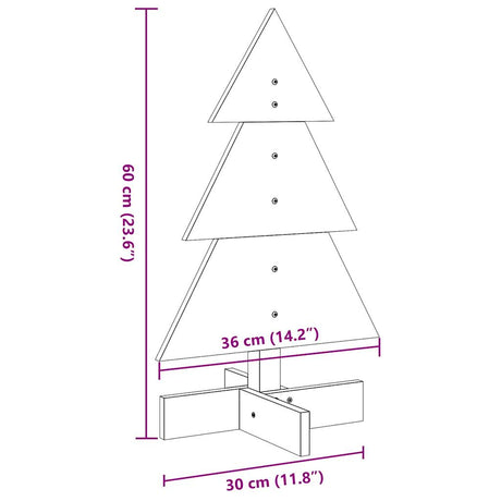 Kerstdecoratie kerstboom 60 cm massief grenenhout wit - AllerleiShop