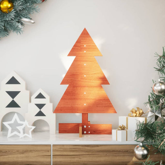 Kerstdecoratie kerstboom 60 cm massief grenenhout wasbruin - AllerleiShop