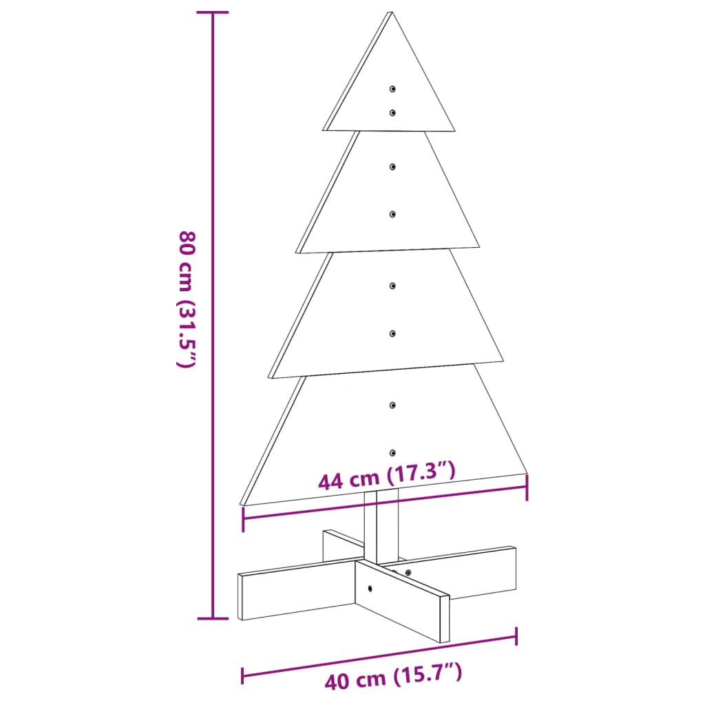 Kerstdecoratie kerstboom 80 cm massief grenenhout - AllerleiShop