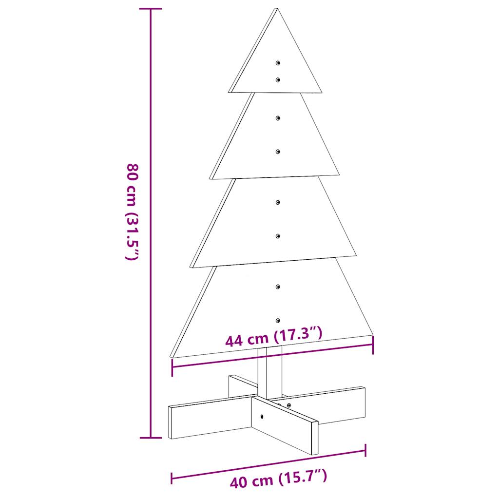 Kerstdecoratie kerstboom 80 cm massief grenenhout wit - AllerleiShop