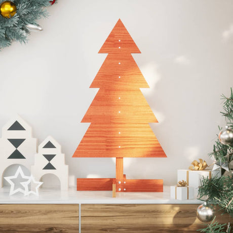 Kerstdecoratie kerstboom 80 cm massief grenenhout wasbruin - AllerleiShop