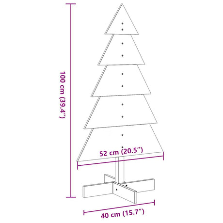 Kerstdecoratie kerstboom 100 cm massief grenenhout wasbruin - AllerleiShop