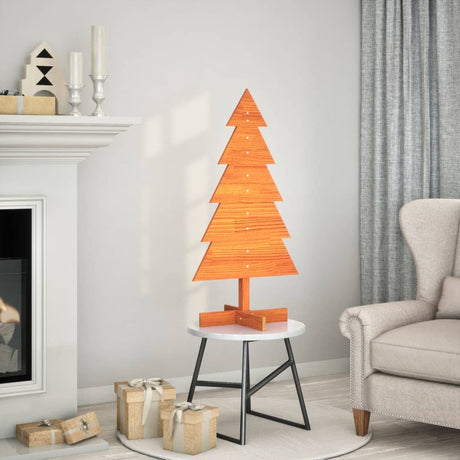 Kerstdecoratie kerstboom 100 cm massief grenenhout wasbruin - AllerleiShop