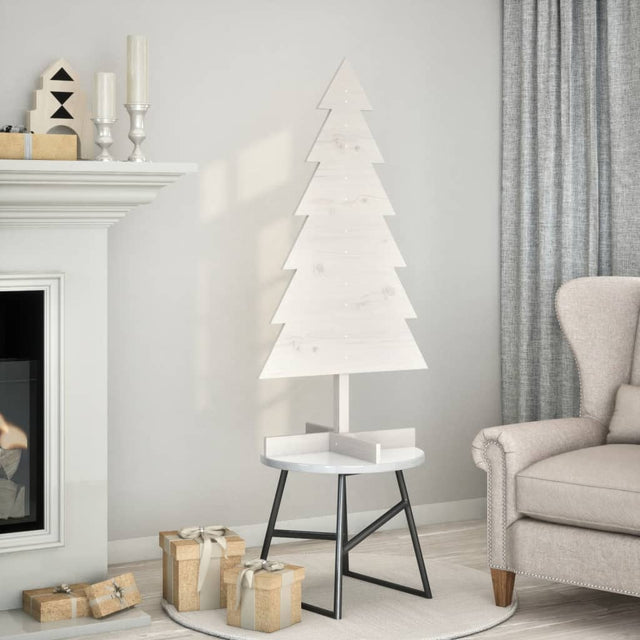 Kerstdecoratie kerstboom 120 cm massief grenenhout wit - AllerleiShop