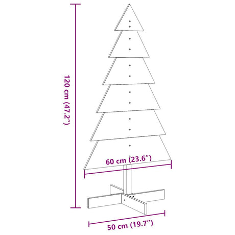 Kerstdecoratie kerstboom 120 cm massief grenenhout wasbruin - AllerleiShop