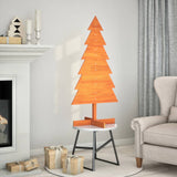 Kerstdecoratie kerstboom 120 cm massief grenenhout wasbruin - AllerleiShop