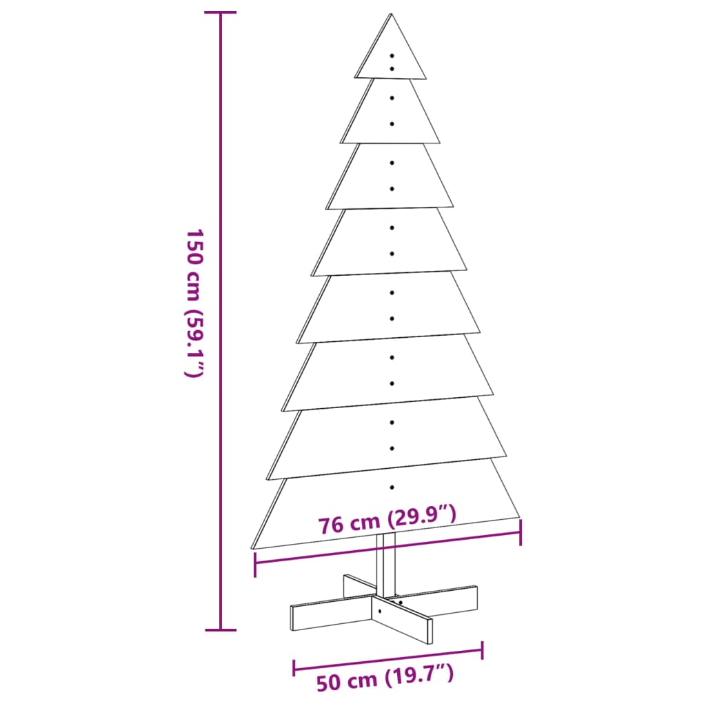 Kerstdecoratie kerstboom 150 cm massief grenenhout - AllerleiShop