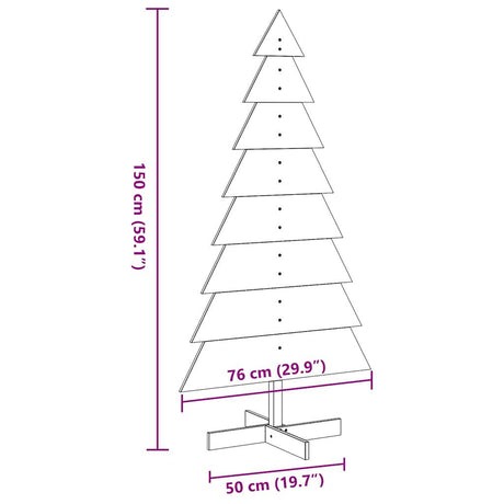 Kerstdecoratie kerstboom 150 cm massief grenenhout wit - AllerleiShop