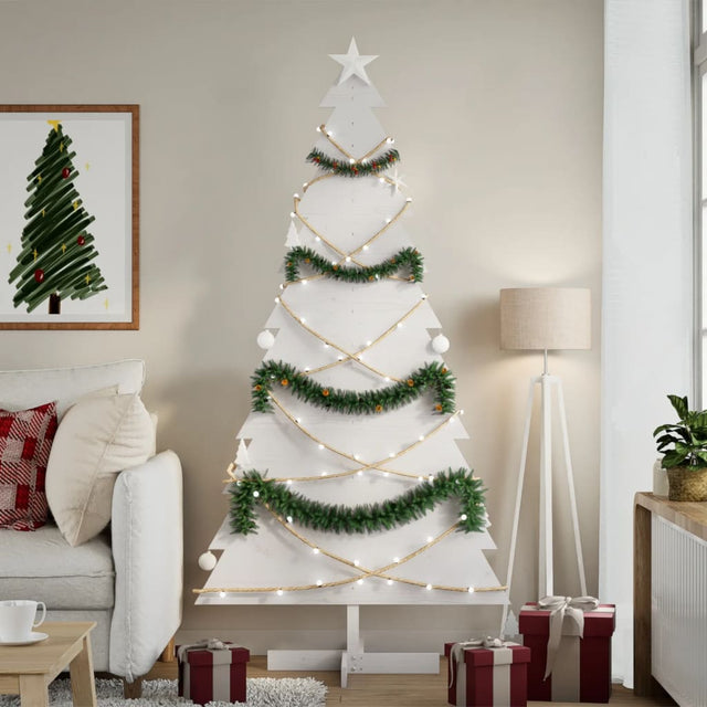 Kerstdecoratie kerstboom 180 cm massief grenenhout wit - AllerleiShop