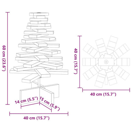 Kerstdecoratie kerstboom 60 cm massief grenenhout wit - AllerleiShop